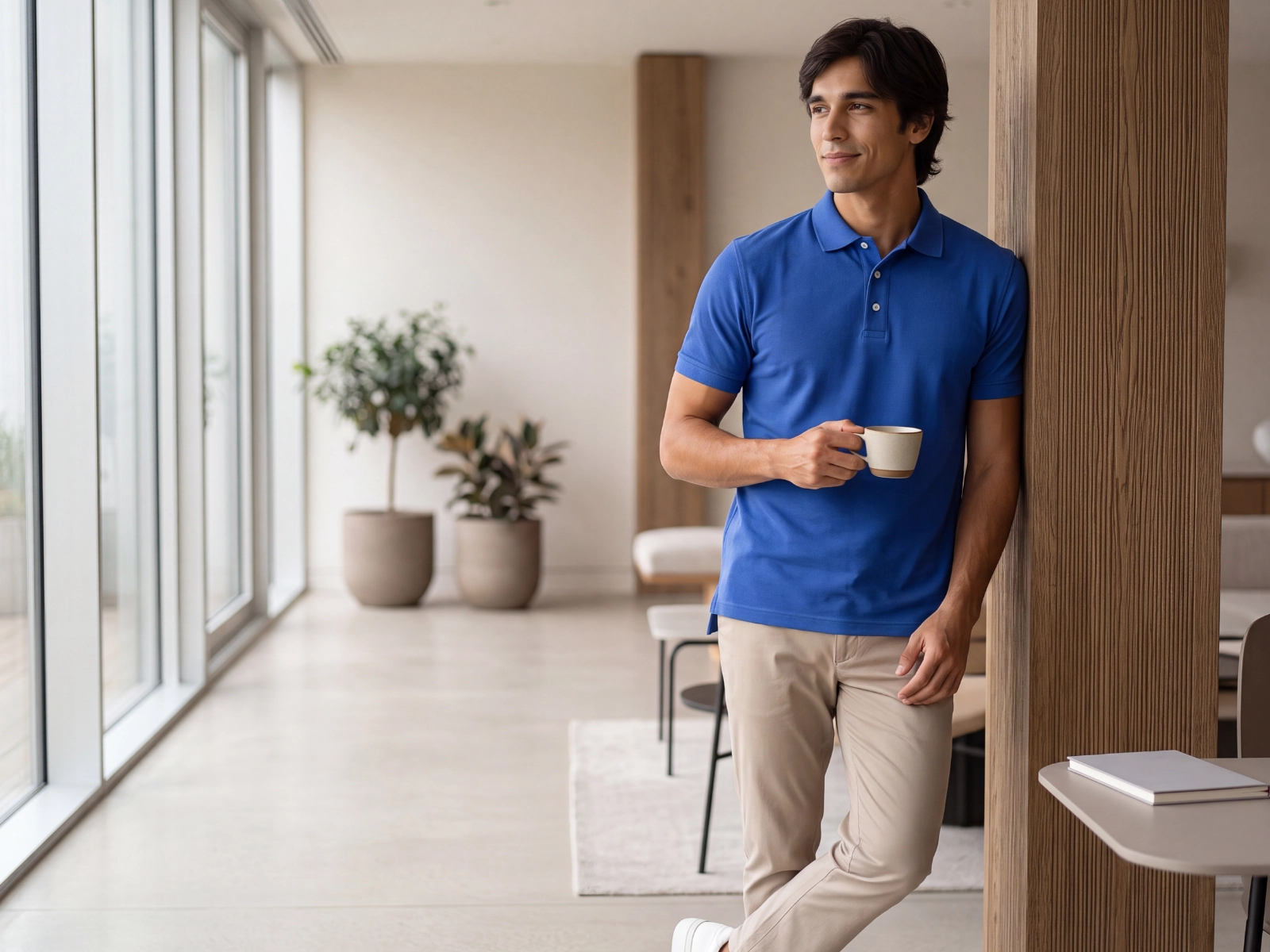 Camisa Polo Slim Fit Azul Imperial