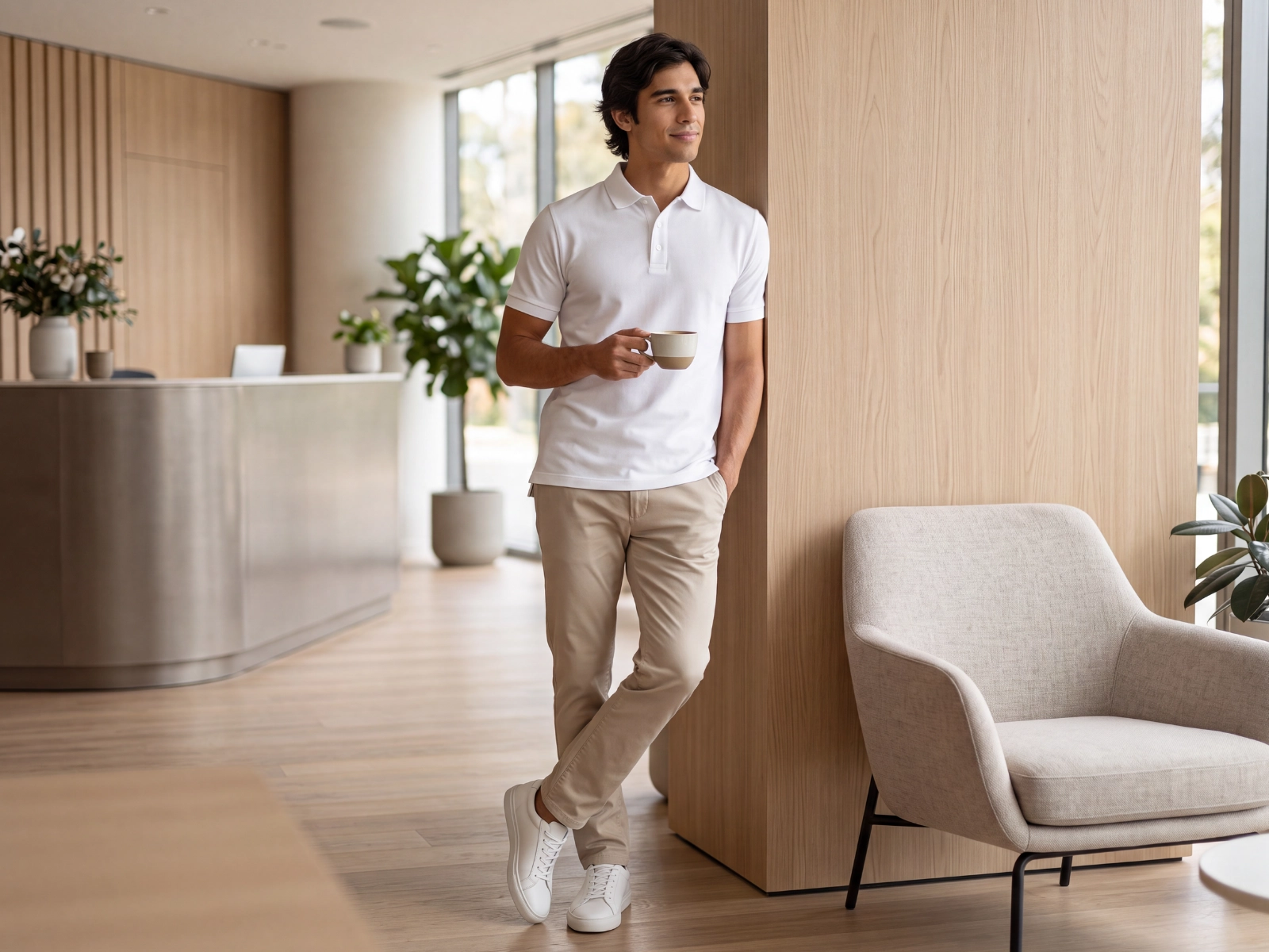 Camisa Polo Slim Fit Branca