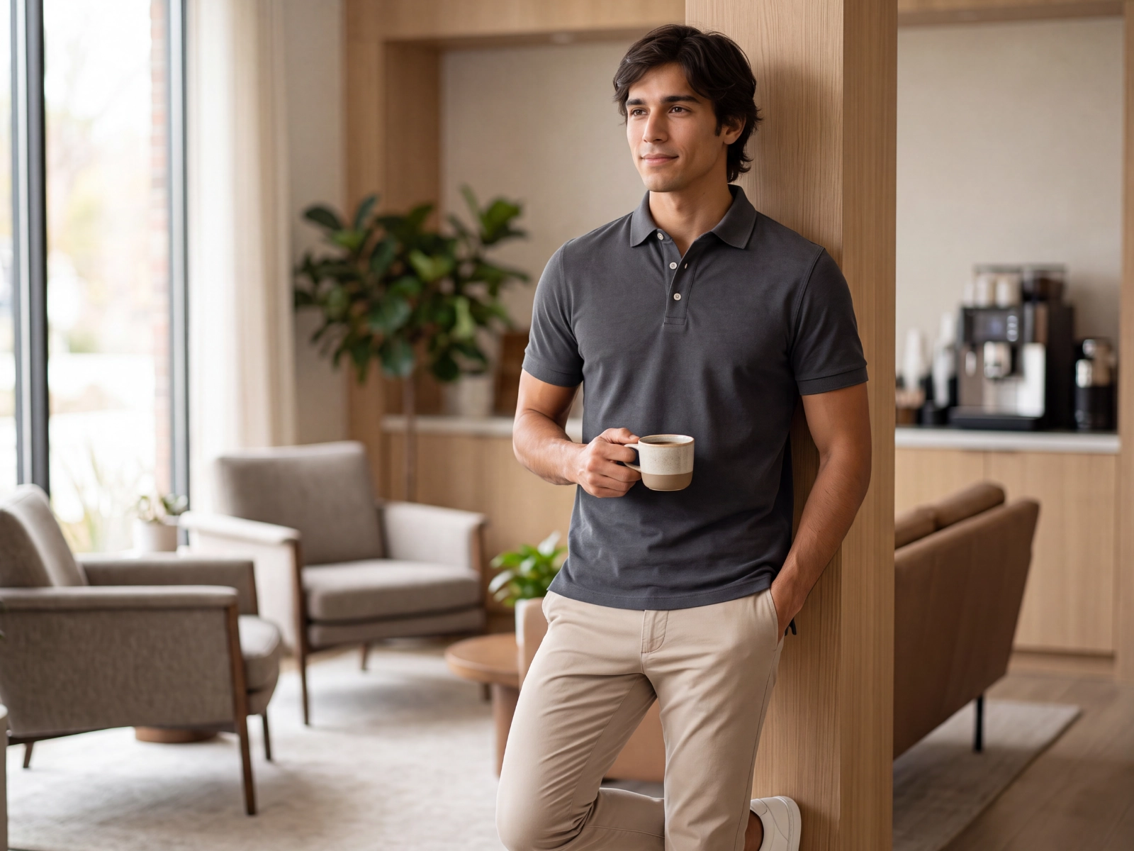 Camisa Polo Slim Fit Chumbo