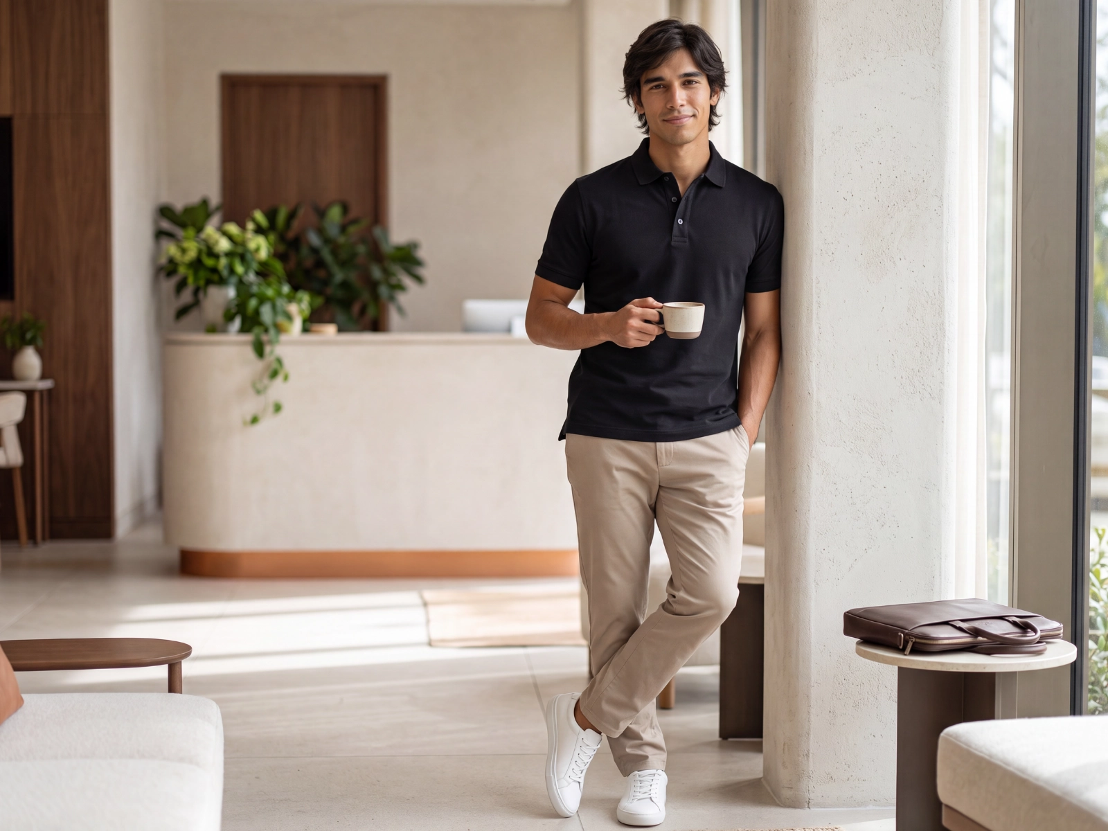 Camisa Polo Slim Fit Preta