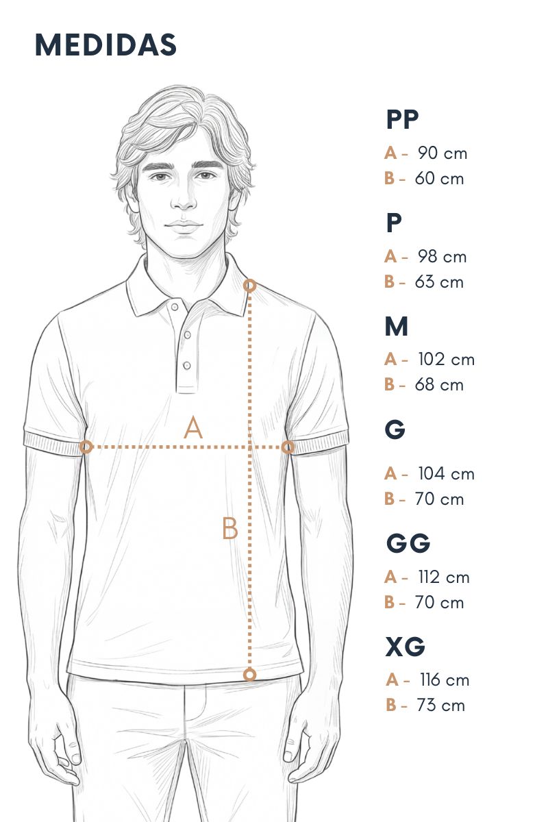 Tabela de medidas do Camisa Polo Slim Fit