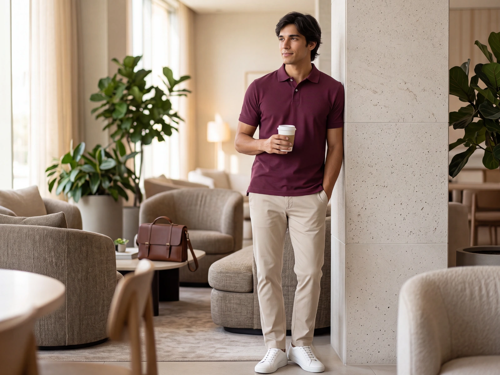 Camisa Polo Slim Fit Vinho