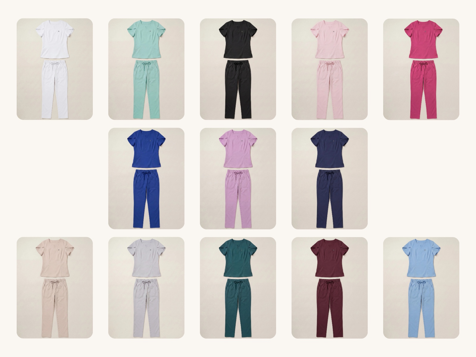 Cores disponíveis do Scrub Feminino Serena